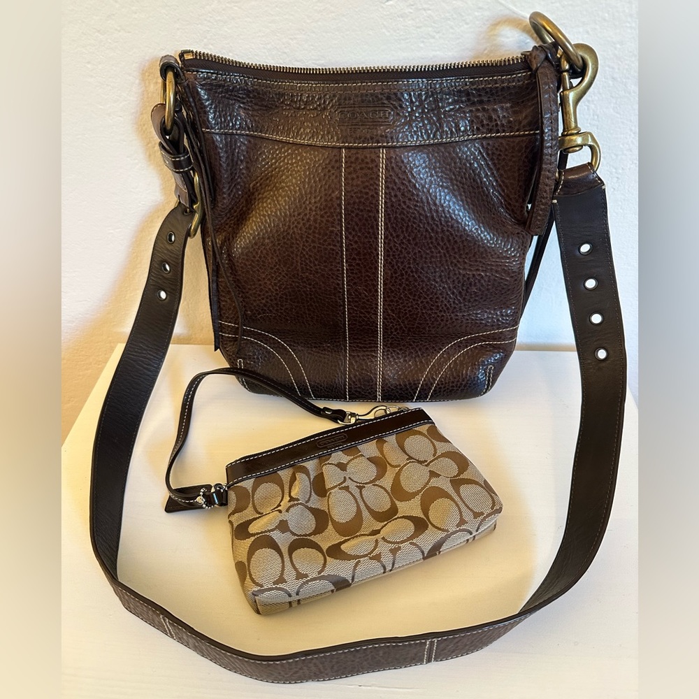 Coach - Vintage Slim Duffle Sac - Genuine Leather #H0651-10398 and Wristlet